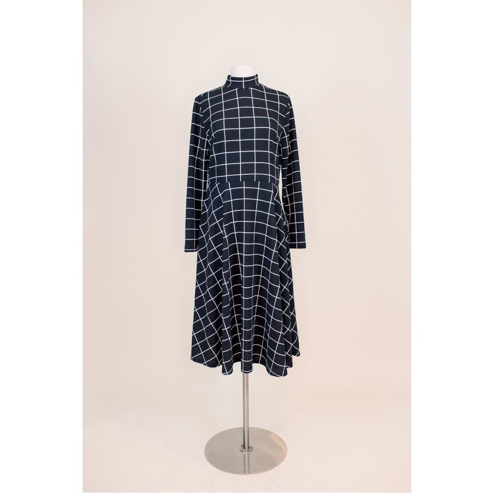 SOLD Black & White Windowpane Dress